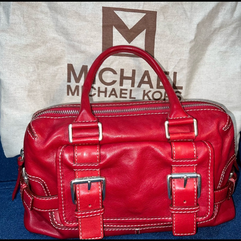 ❤️MICHAEL KORS RED LEATHER SATCHEL❤️